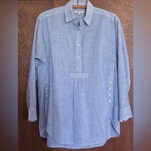 Madewell stripe side button popover shirt long sleeve